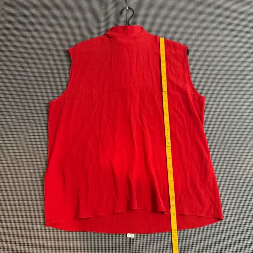 Les Copains Red Bow Neck Sleeveless Blouse Made in Italy Top Womens Size XL